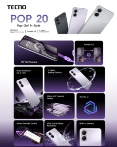 Tecno Pop 20 (64GB/4GB; 13MP Dual Camera; 5000mAh) - Image 3